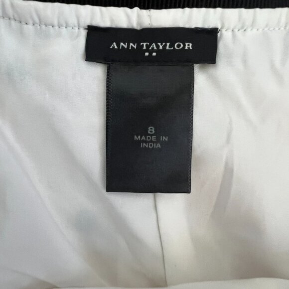 ANN TAYLOR Embroidered Floral A-Line Skirt |  Cream Black Midi Polka Dot | 8 - Picture 9 of 11